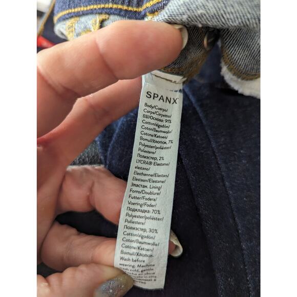 Spanx Flare Jeans Midnight Shade Dark Wash Pull On Stretch Denim Large Tall - Picture 4 of 7